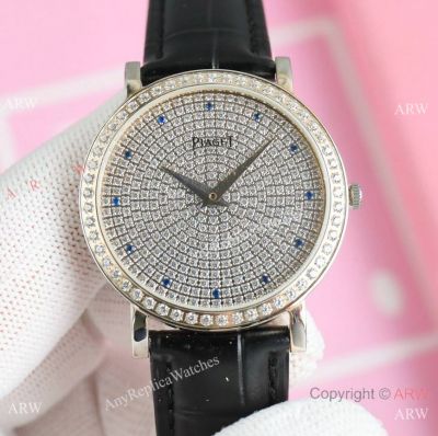 Swiss Quartz Piaget Altiplano 34 mm Iced Out Diamond Dial Watch